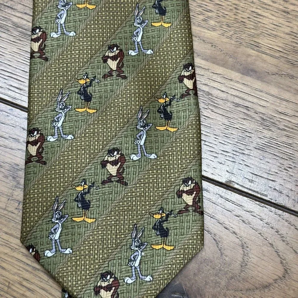 Vintage Looney Tunes Mania‎ Taz Daffy Duck Bugs Bunny Neck Tie 1999, 4